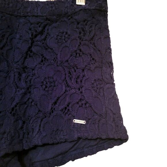 Hollister Womens Shorts Navy Blue S Lace Overlay Eyelet Pull on Short New - Picture 5 of 7